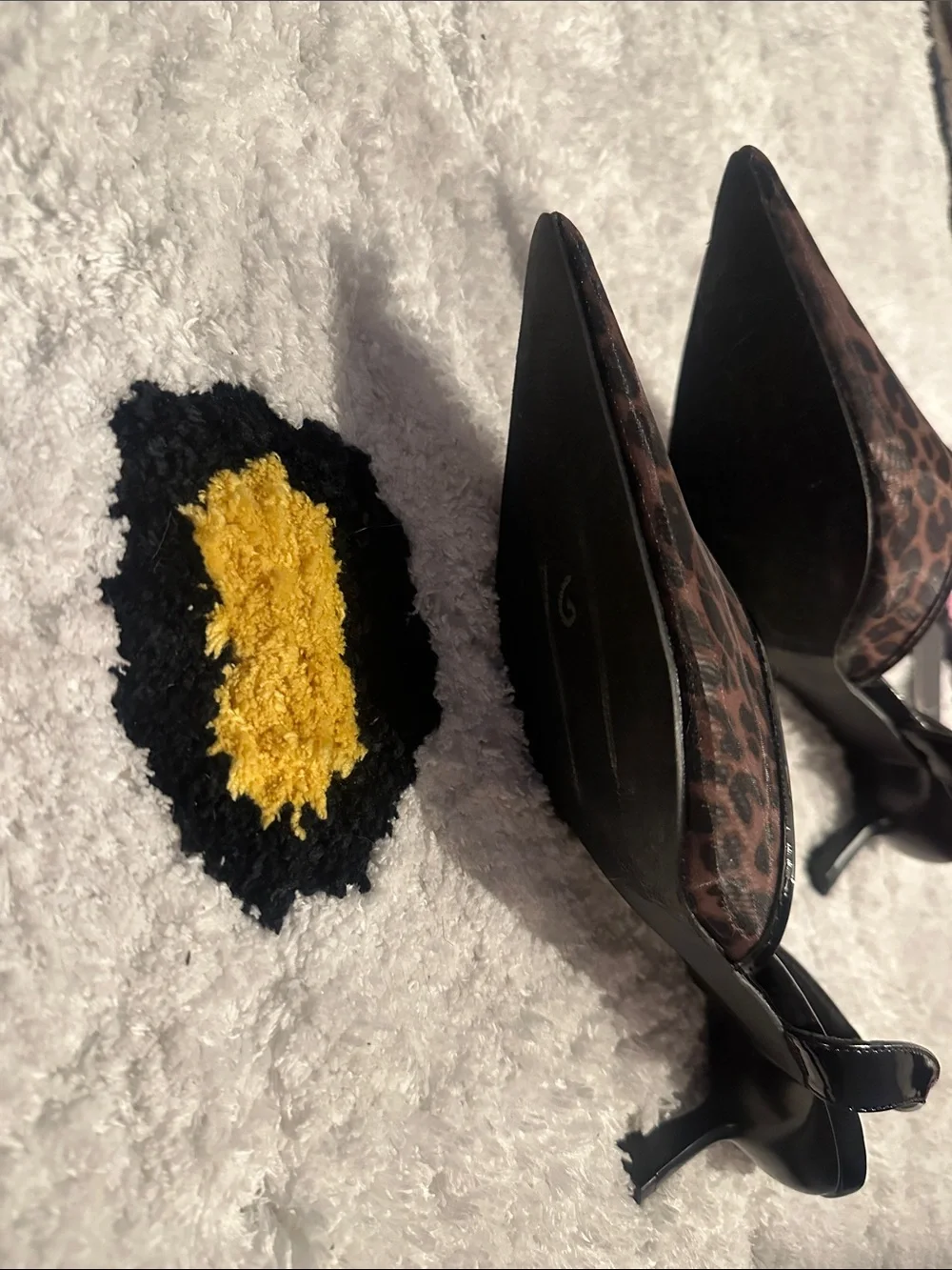 American Exchange Leopard Print Pointed Toe Slingback Kitten Heel - Brown/Black - Picture 3 of 3